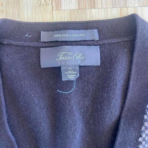 Tasso Ella Men’s Vintage Cashmere Vest XL Brown Tan Subtle Print Classic - Picture 3 of 6